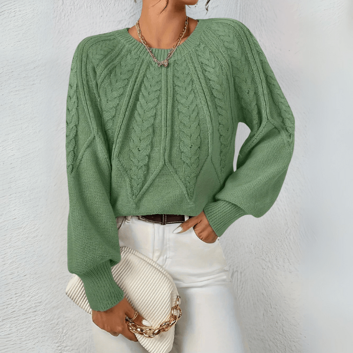 Women's Cable Knit Puff Sweater