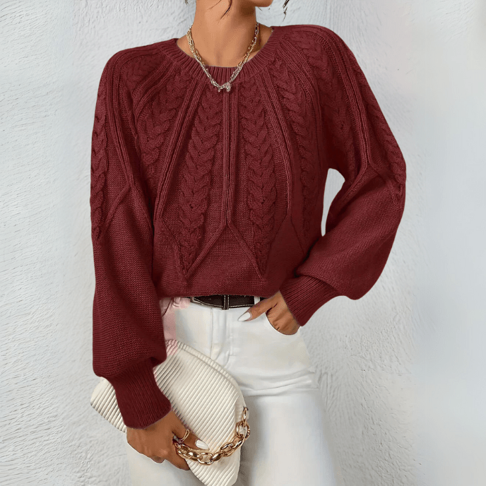 Women's Cable Knit Puff Sweater