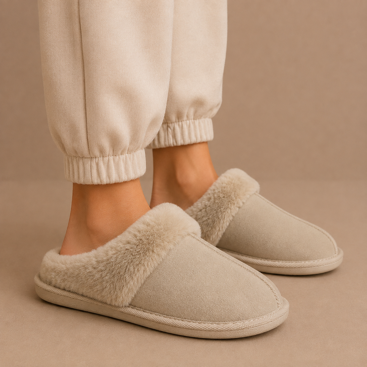 Women's Suede Fur Lined Mules