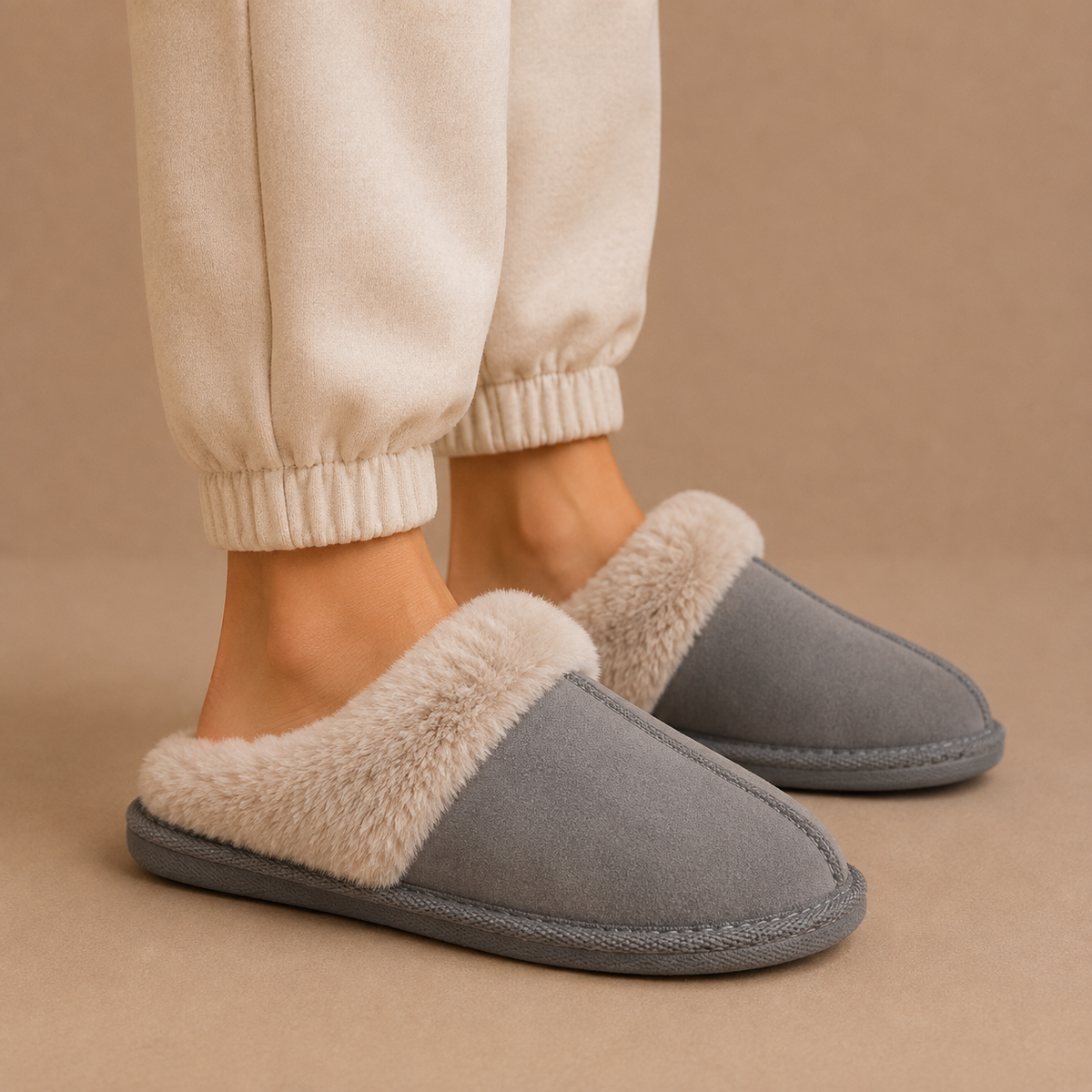 Women's Suede Fur Lined Mules
