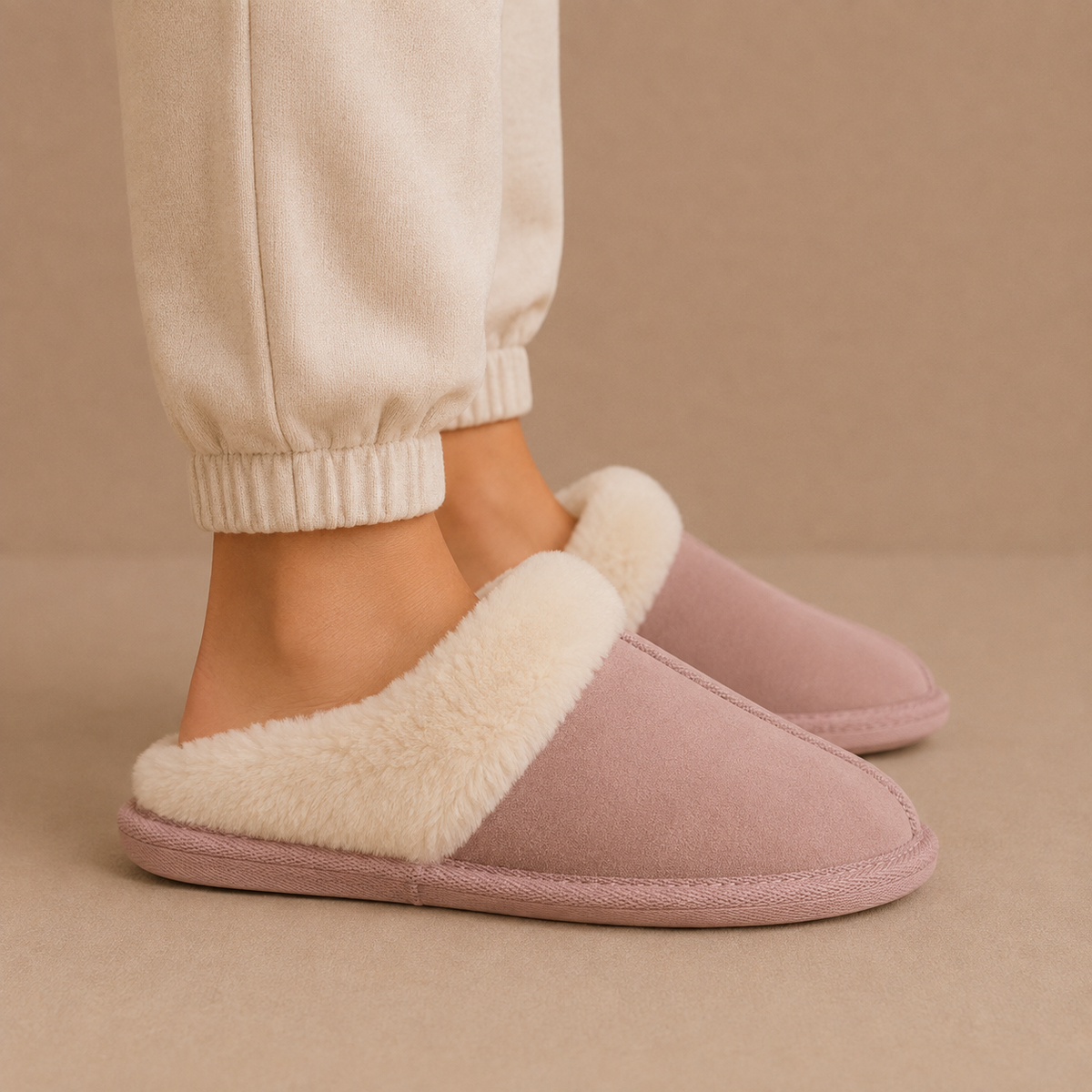 Women's Suede Fur Lined Mules