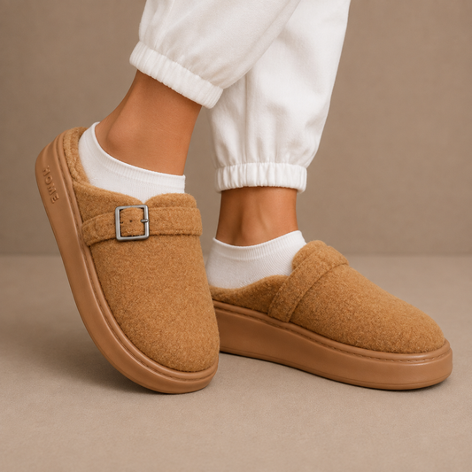 Women's Buckle Fleece House Slippers