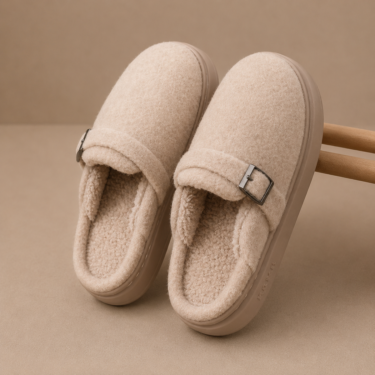 Women's Buckle Fleece House Slippers