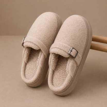 Women's Buckle Fleece House Slippers