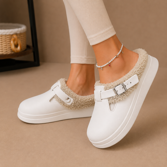 Women's Fleece Buckle Comfort Slippers