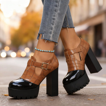 Women's Croc Embossed Platform Heels