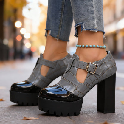 Women's Croc Embossed Platform Heels
