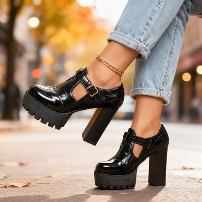 Women's Croc Embossed Platform Heels