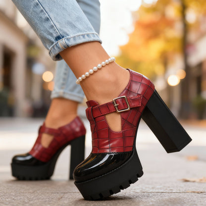 Women's Croc Embossed Platform Heels