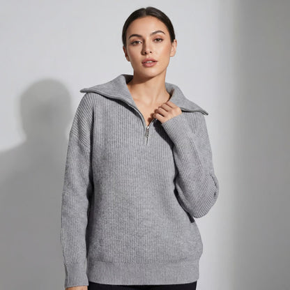 Women's Chunky Ribbed Zip Sweater