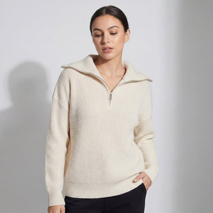 Women's Chunky Ribbed Zip Sweater