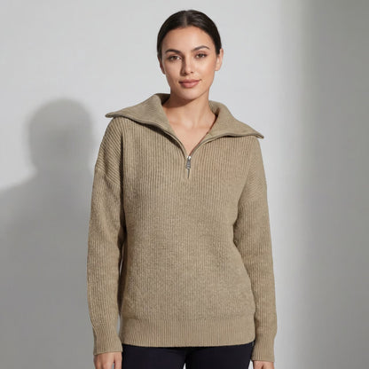Women's Chunky Ribbed Zip Sweater