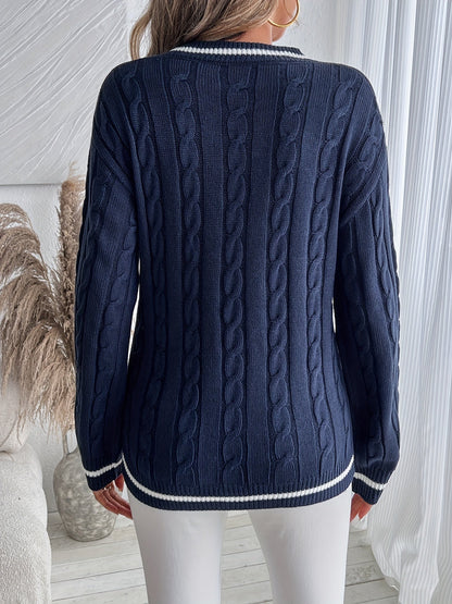 Women's Contrast Cable Knit Sweater