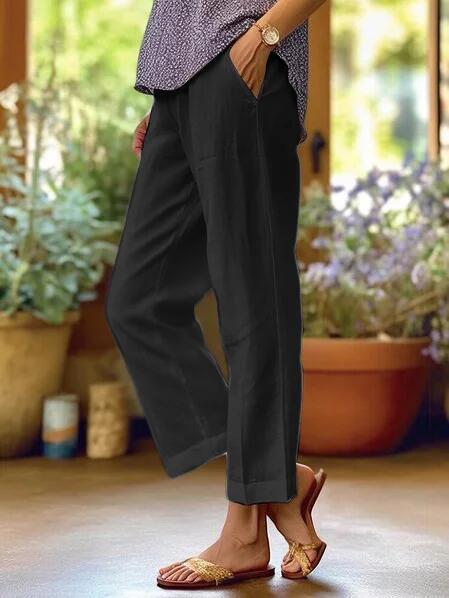 Women's Relaxed Wide Leg Linen Trousers