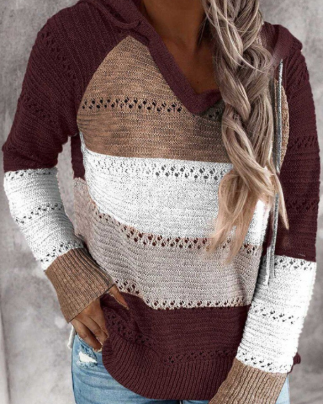 Women's Colour Block Hooded Sweater