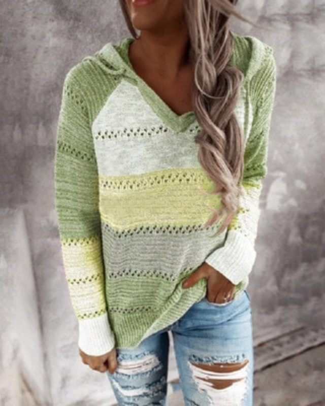 Women's Colour Block Hooded Sweater