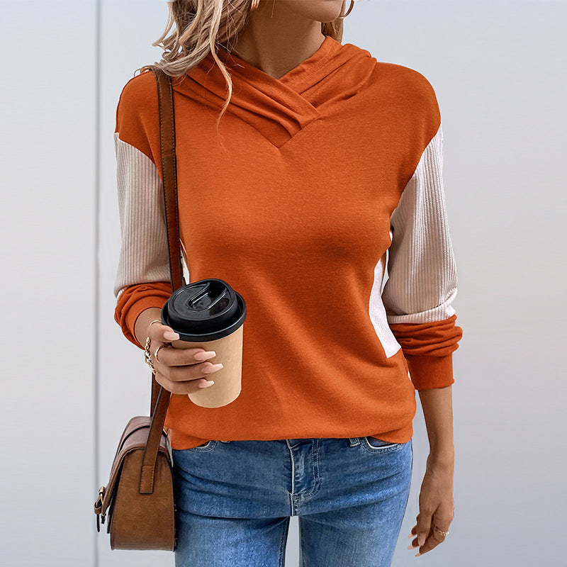 Women's Colour Block V-Neck Hoodie