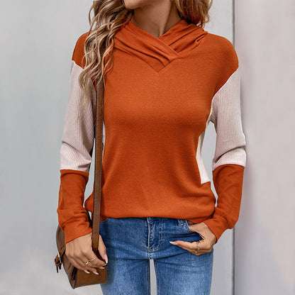 Women's Colour Block V-Neck Hoodie