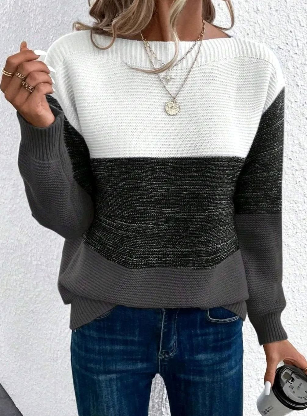 Women's Colour Block Boat Sweater