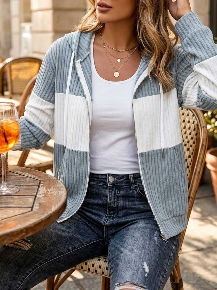 Women's Colour Block Zip Hoodie