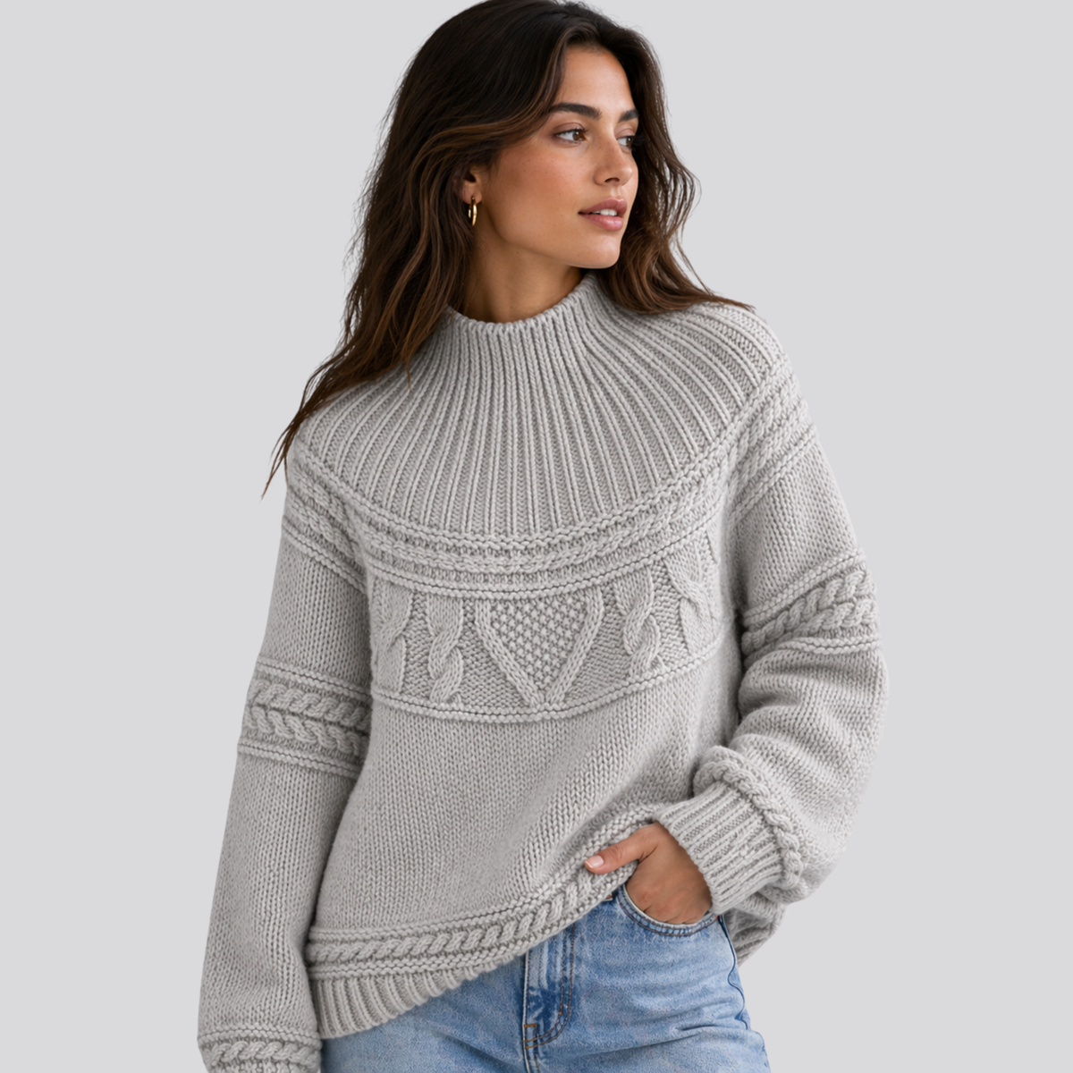 Women's Textured Cable Knit Sweater