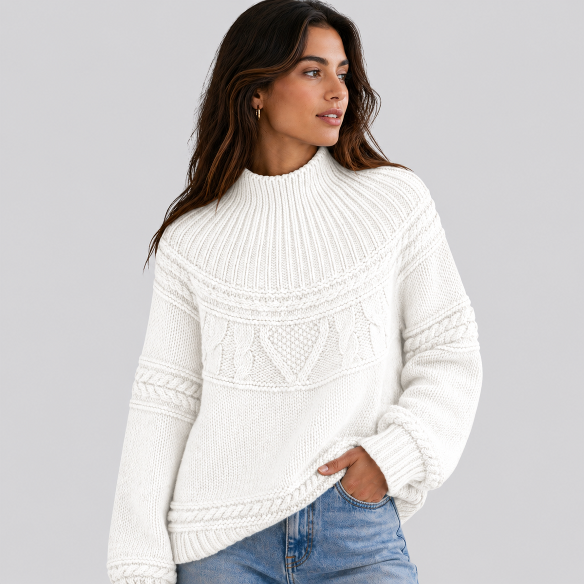 Women's Textured Cable Knit Sweater