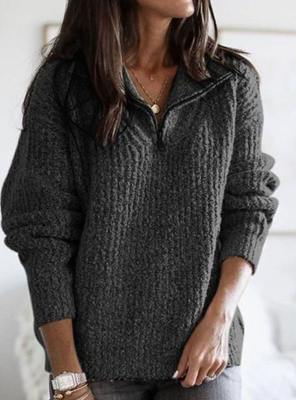 Women's Cable Half Zip Sweater