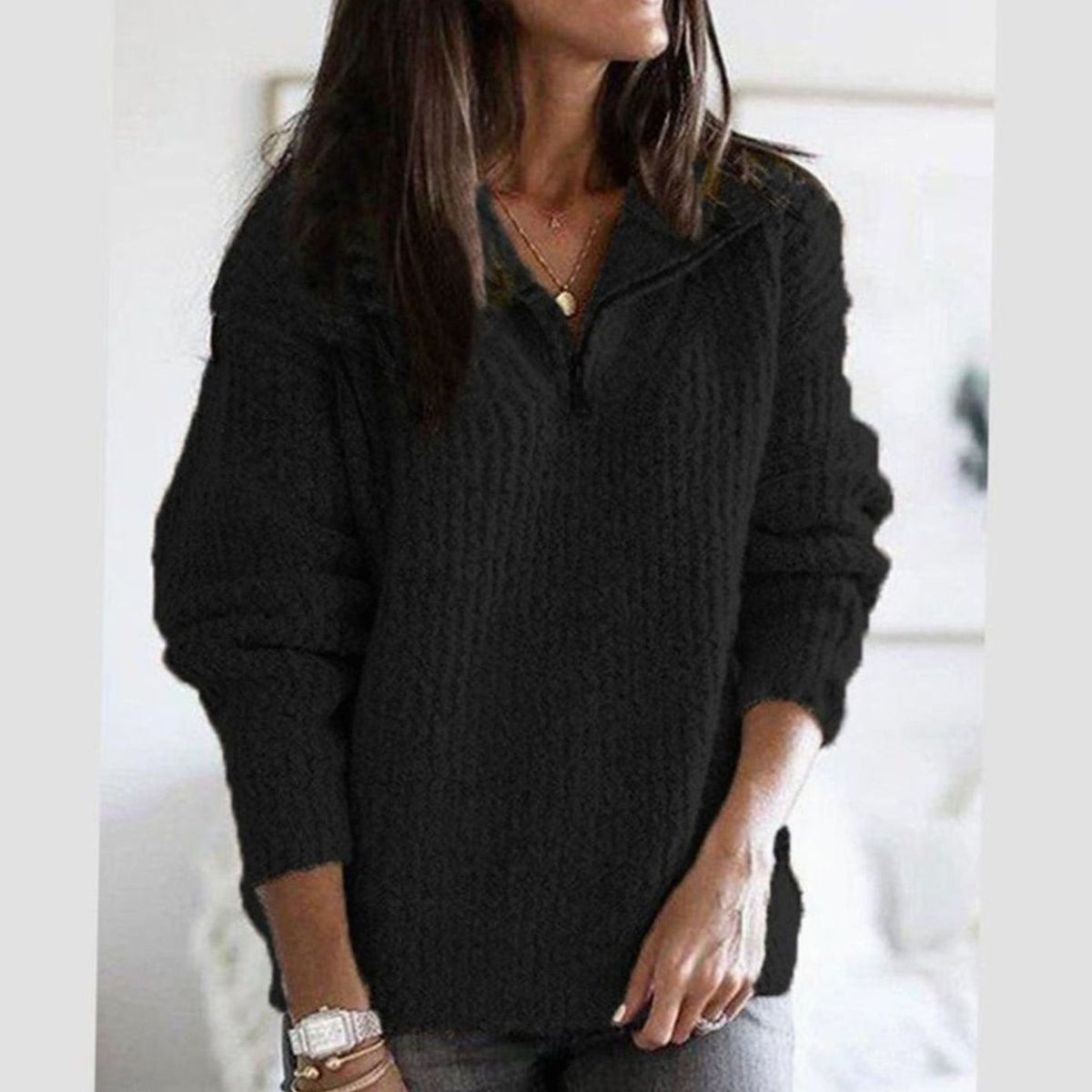 Women's Cable Half Zip Sweater