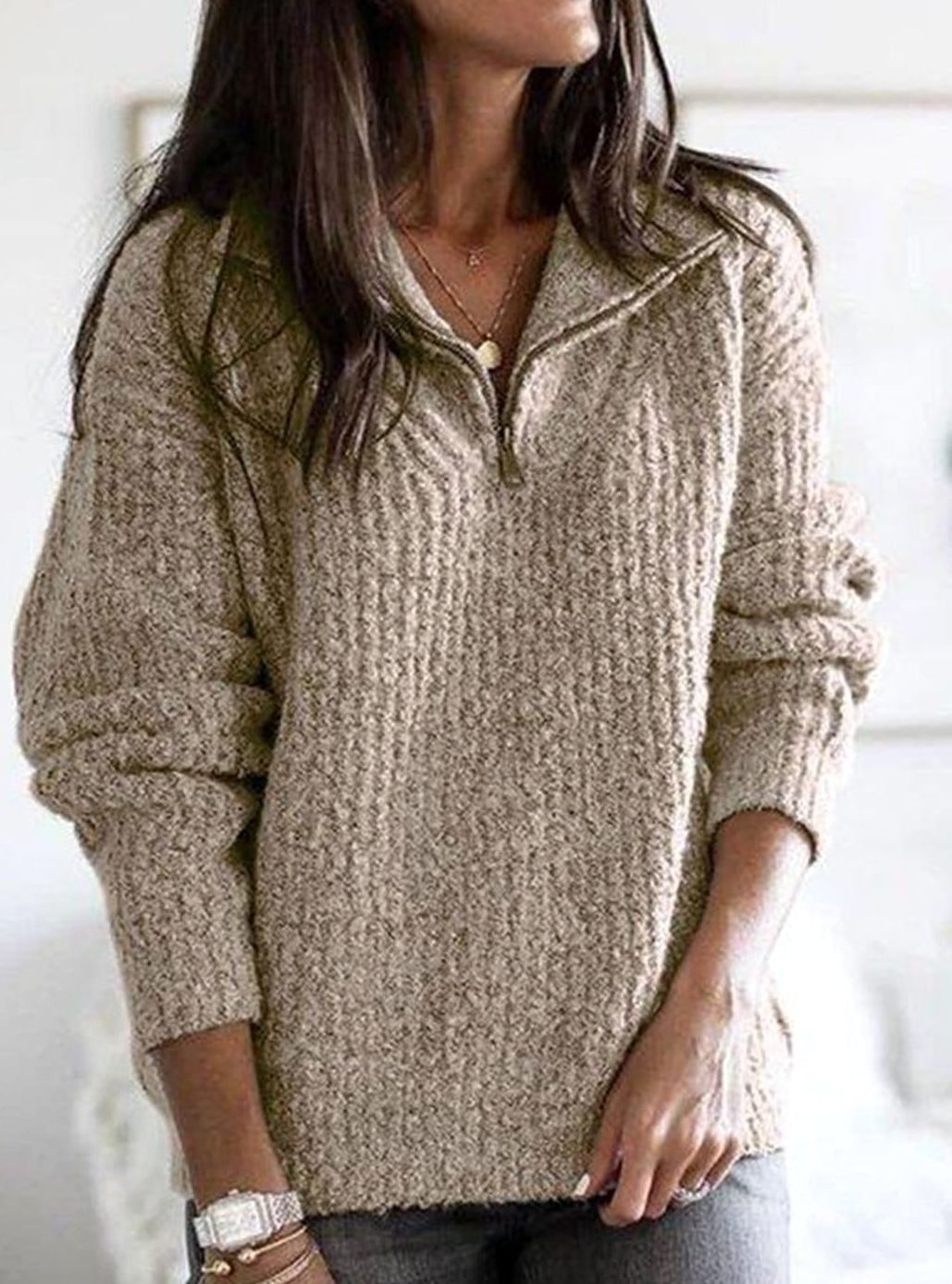 Women's Cable Half Zip Sweater