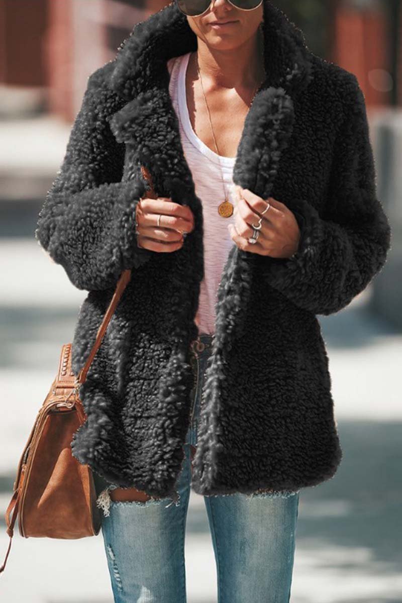 Women's Oversized Teddy Wide Lapel Coat