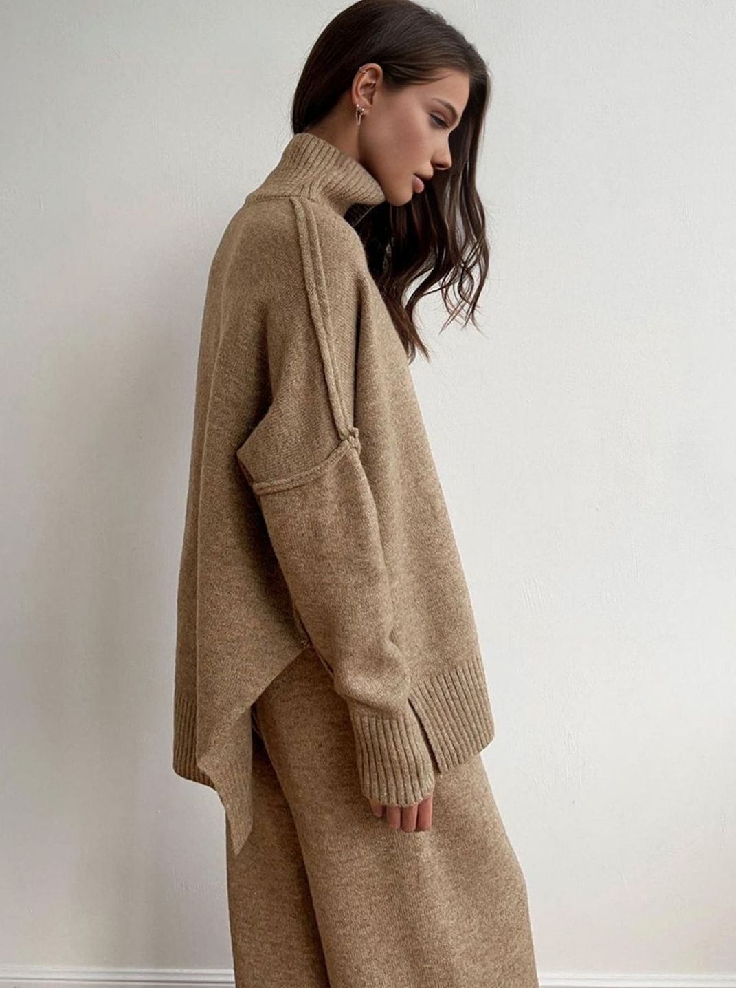 Women's Turtleneck Knit Trouser Set