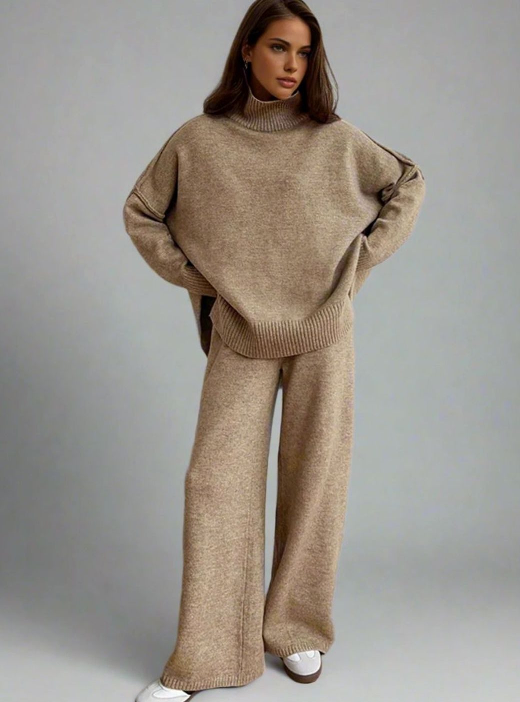 Women's Turtleneck Knit Trouser Set