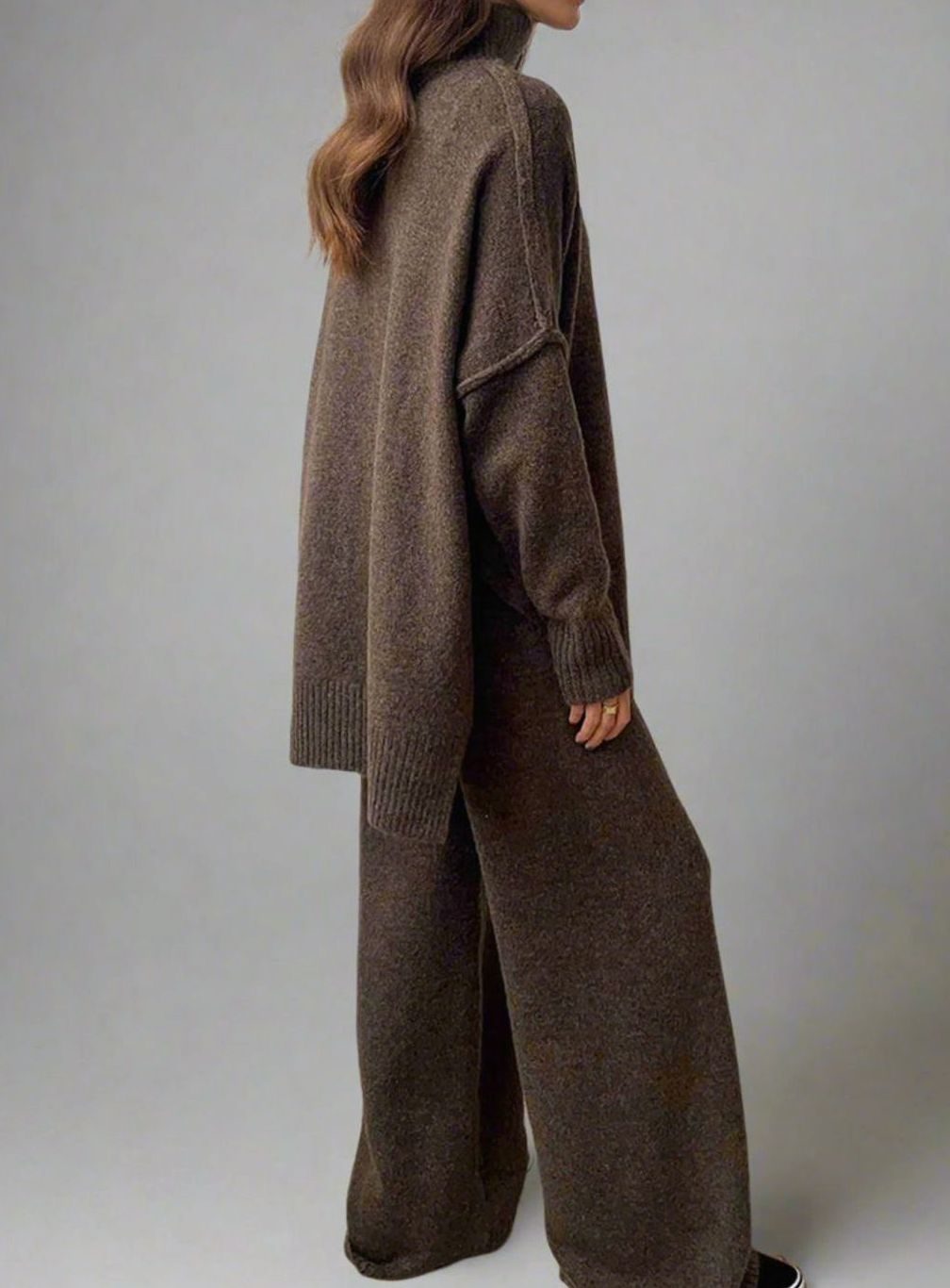 Women's Turtleneck Knit Trouser Set