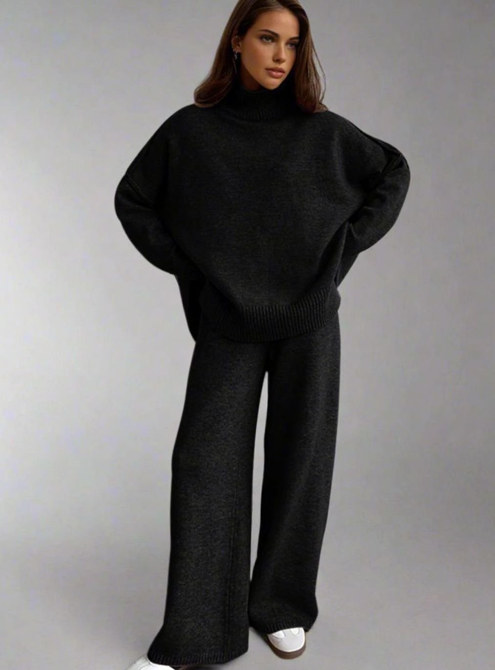 Women's Turtleneck Knit Trouser Set