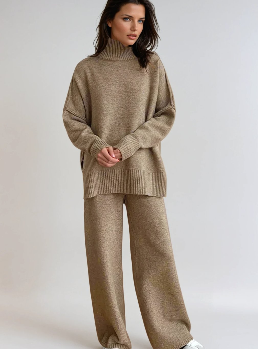 Women's Turtleneck Knit Trouser Set
