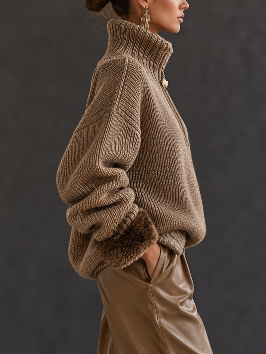 Women's Fur Cuff Knit Sweater
