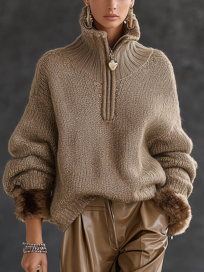 Women's Fur Cuff Knit Sweater