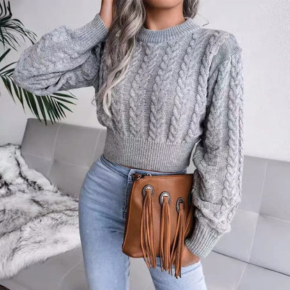 Women's Cropped Cable Knit Sweater