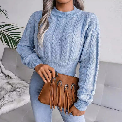 Women's Cropped Cable Knit Sweater