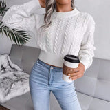 Women's Cropped Cable Knit Sweater