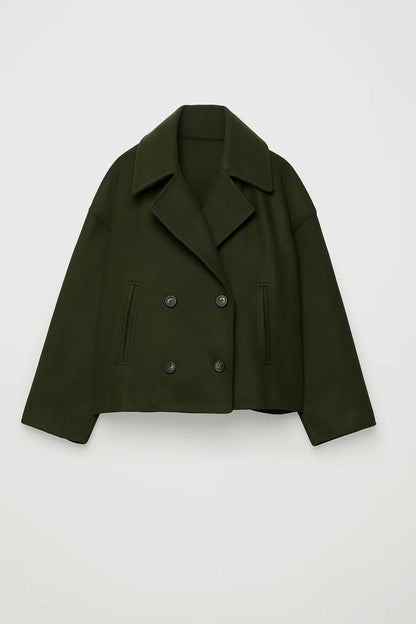 Women's Cropped Double Breasted Pea Coat