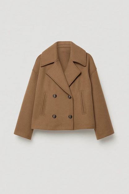 Women's Cropped Double Breasted Pea Coat