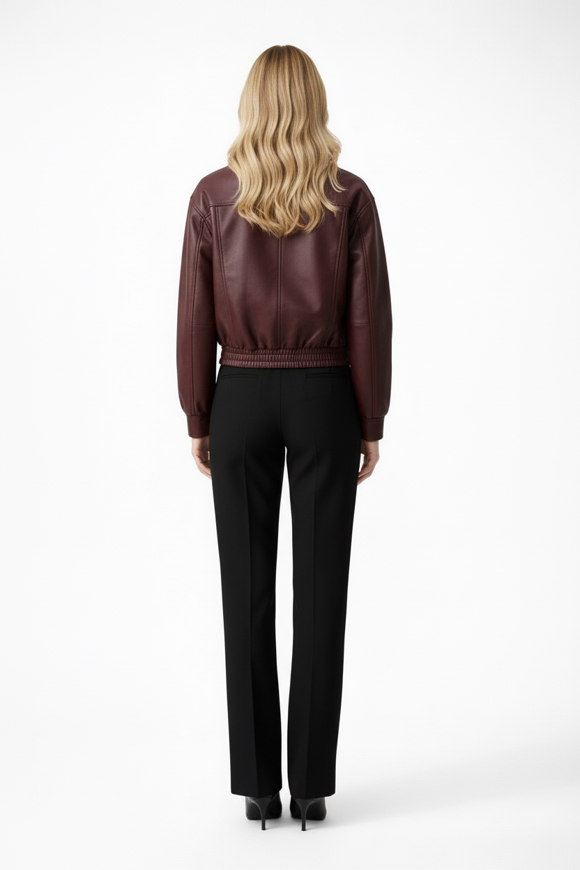 Women's Leather Bomber Jacket