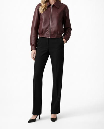 Women's Leather Bomber Jacket