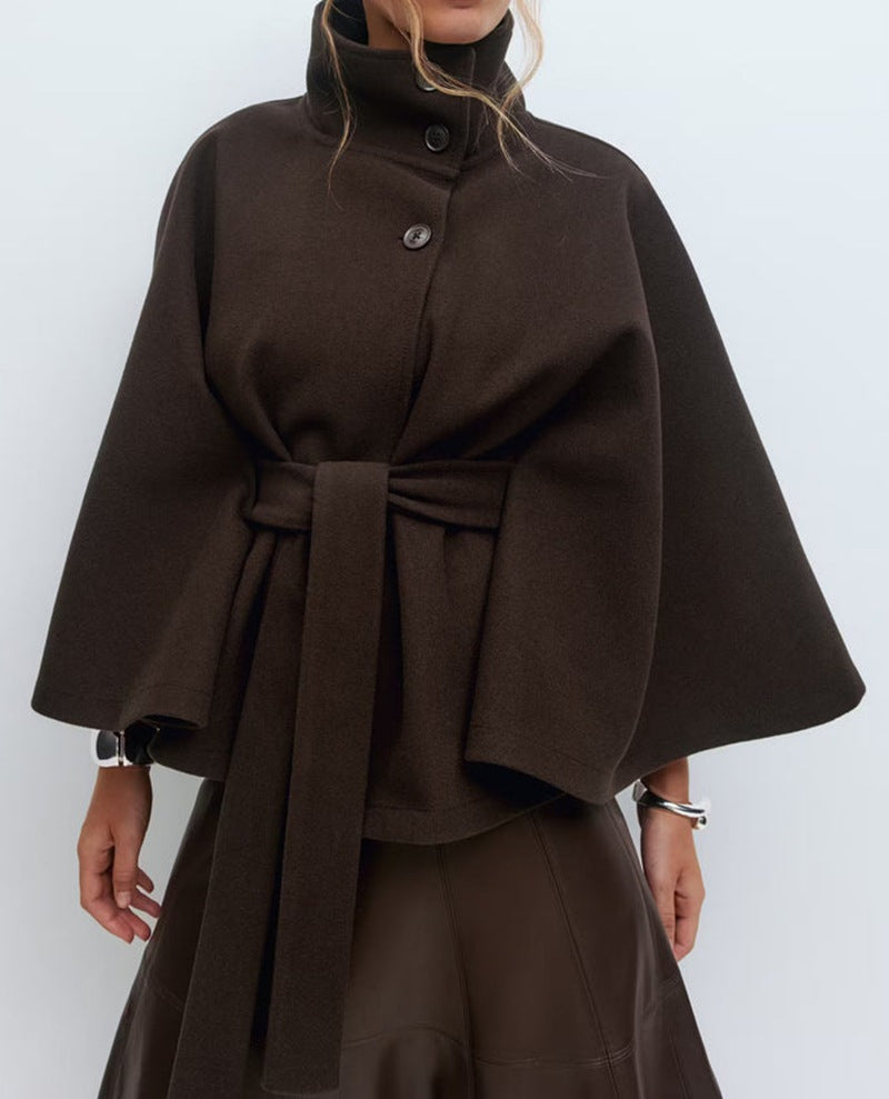 Women's Belted Wool Cape Coat