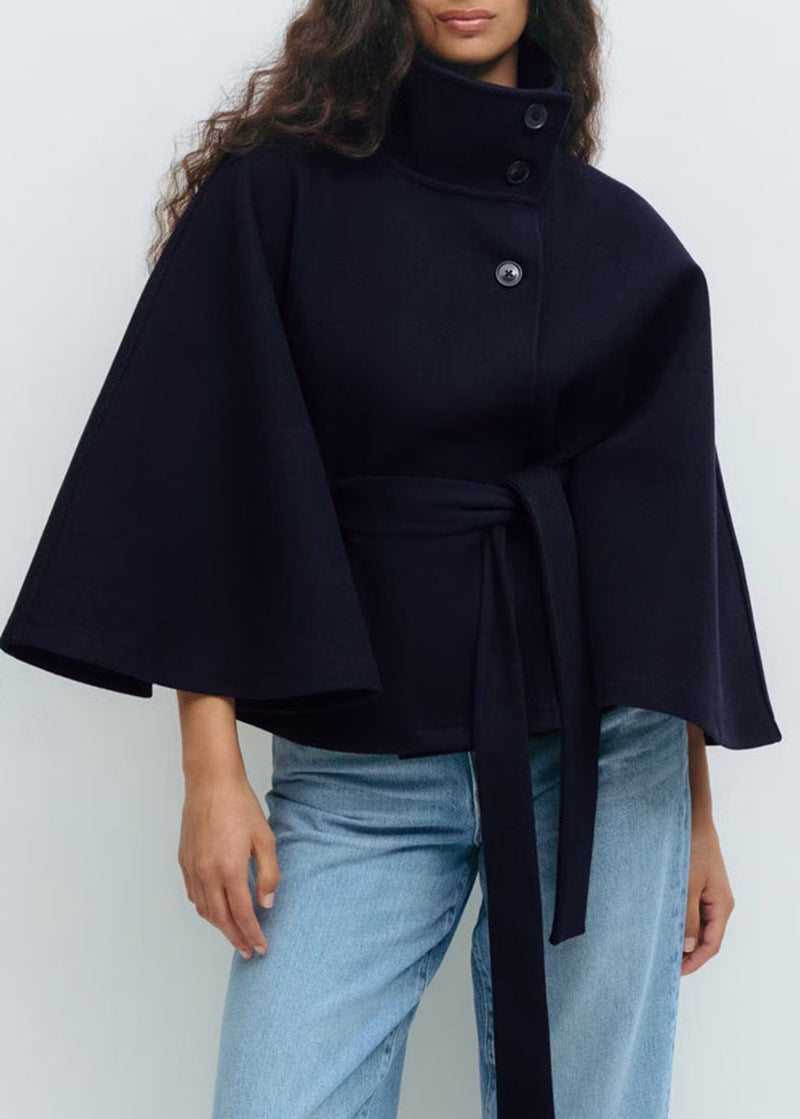 Women's Belted Wool Cape Coat