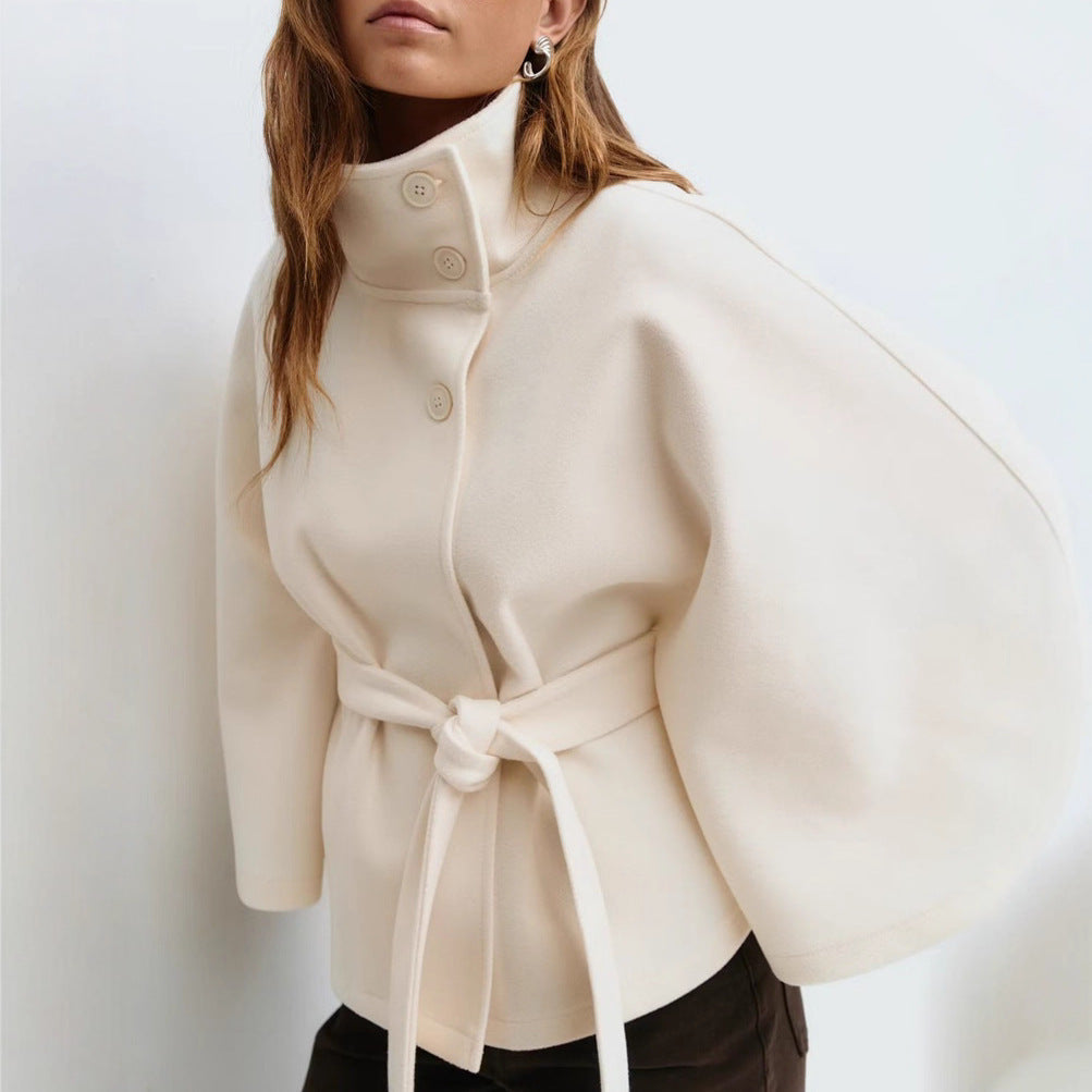 Women's Belted Wool Cape Coat