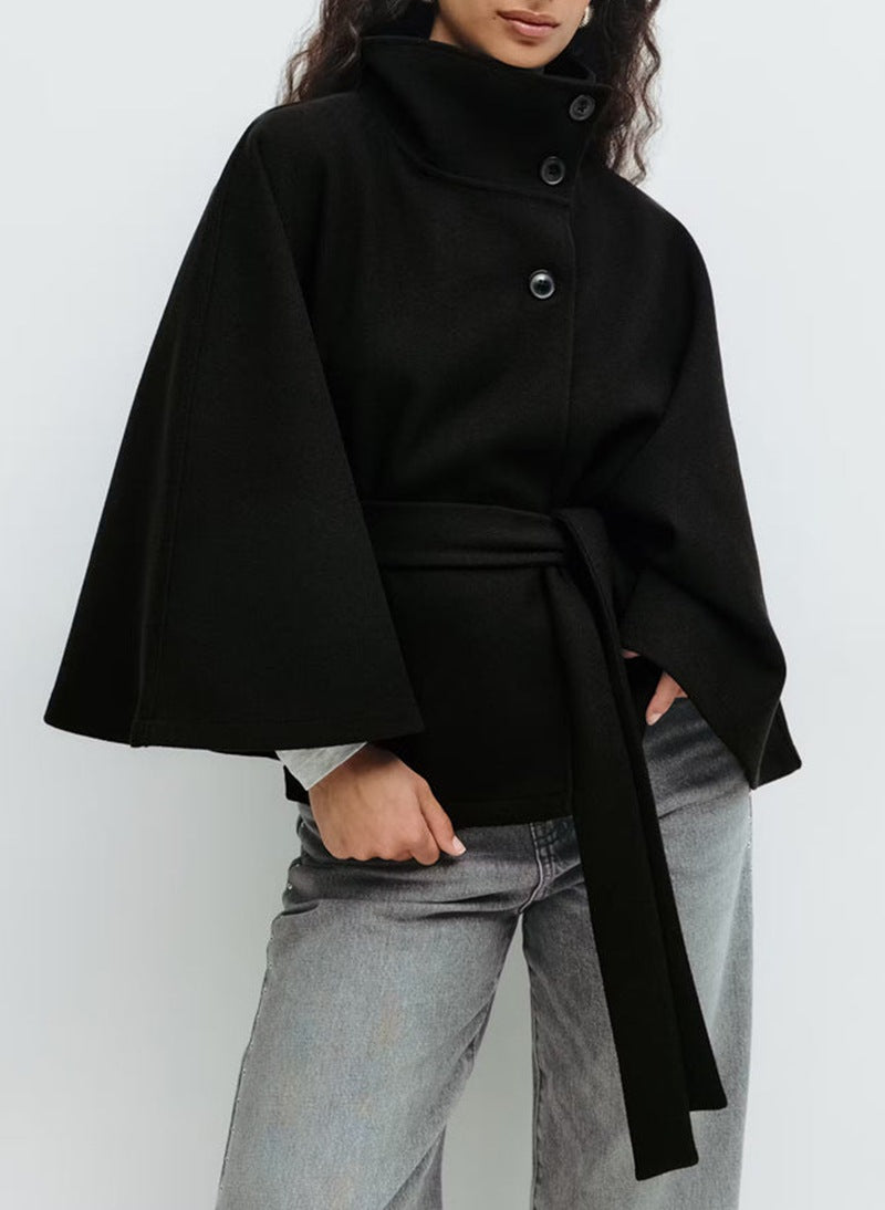 Women's Belted Wool Cape Coat