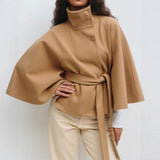 Women's Belted Wool Cape Coat