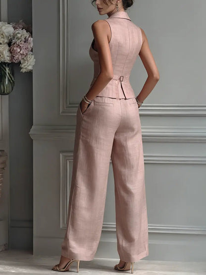 Women's Linen Waistcoat Trouser Set